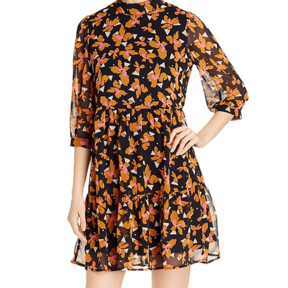 Vero Moda Black Floral Long Sleeve Mini Dress